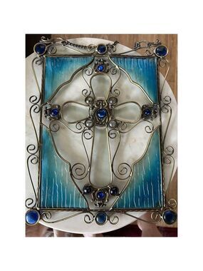 Cross Stained Glass Hanging 11x14